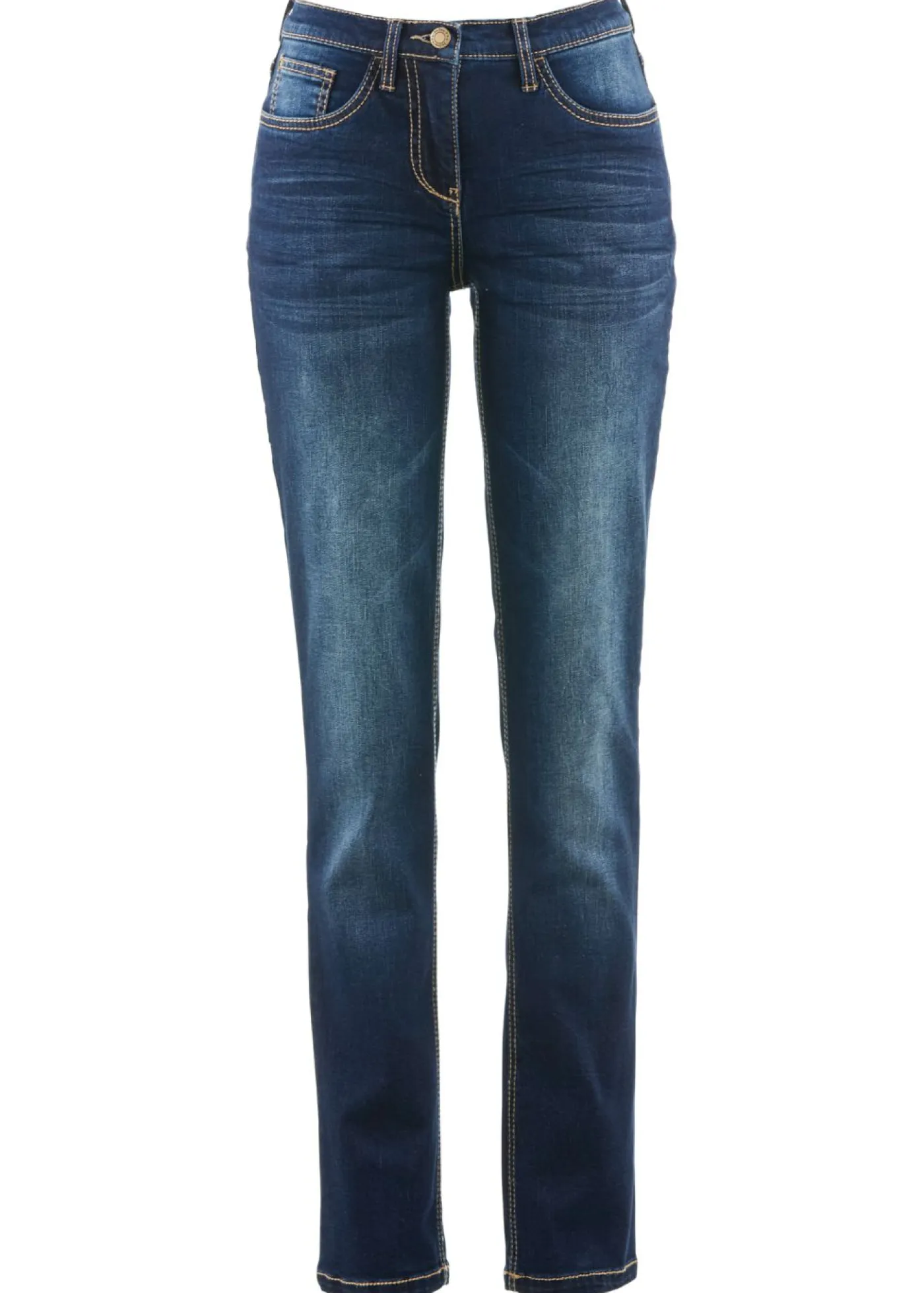 bonprix bonprix Vaqueros>Vaqueros straight, mid waist, elásticos Azul marino desgastado