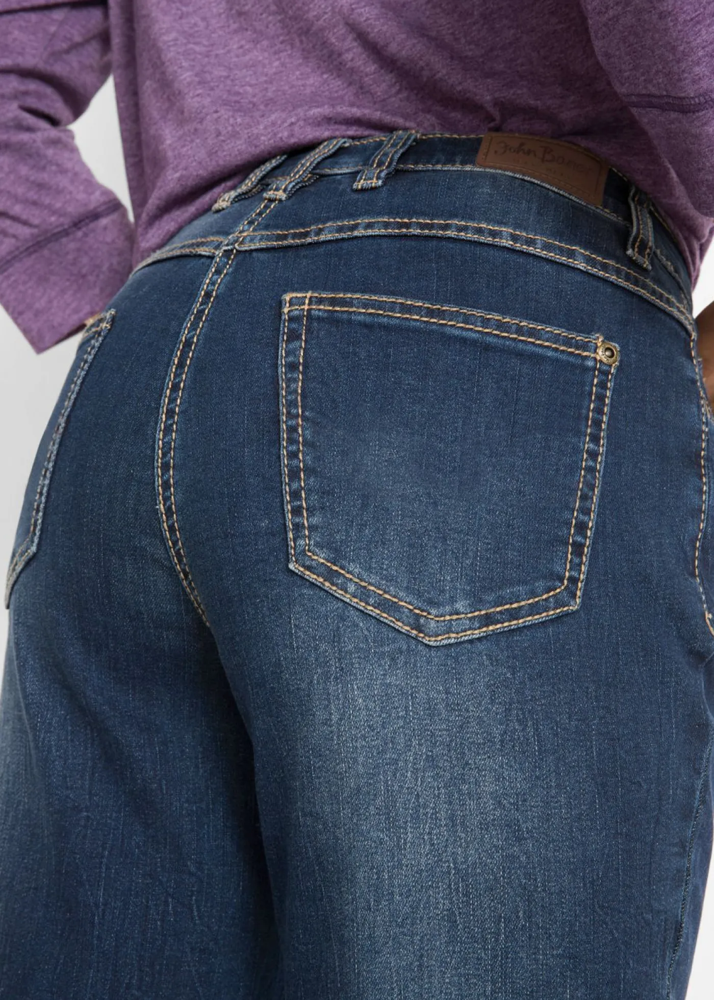 bonprix bonprix Vaqueros>Vaqueros straight, mid waist, elásticos Azul marino desgastado