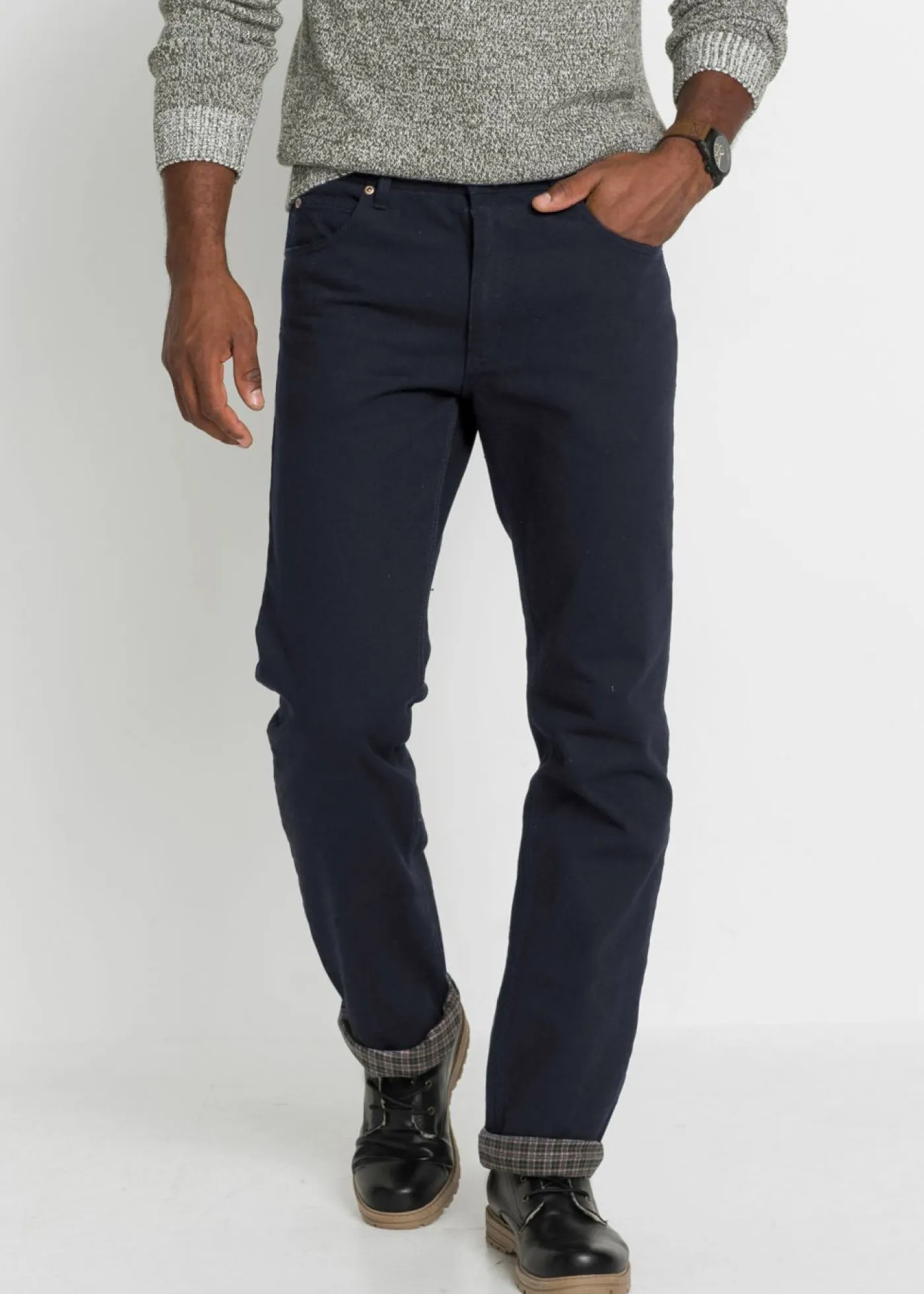 bonprix bonprix Ropa Térmica|Outdoor>Vaqueros térmicos classic fit, con forro suave de franela, straight Negro denim