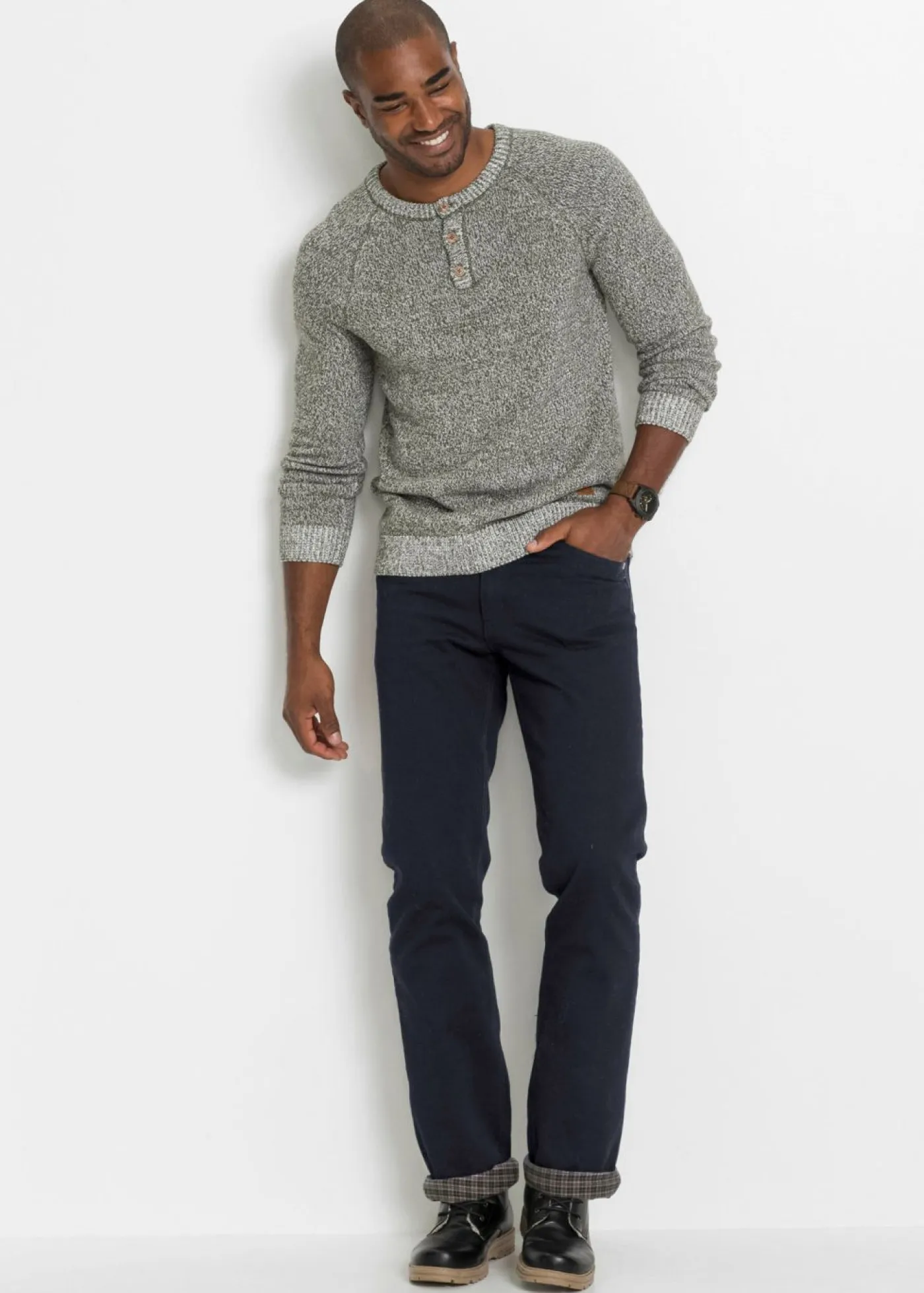 bonprix bonprix Ropa Térmica|Outdoor>Vaqueros térmicos classic fit, con forro suave de franela, straight Negro denim