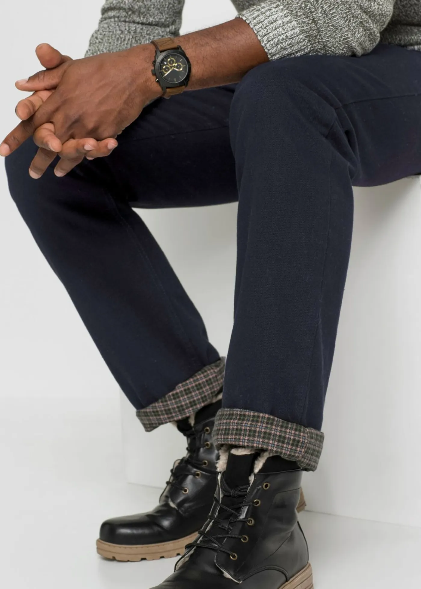 bonprix bonprix Ropa Térmica|Outdoor>Vaqueros térmicos classic fit, con forro suave de franela, straight Negro denim