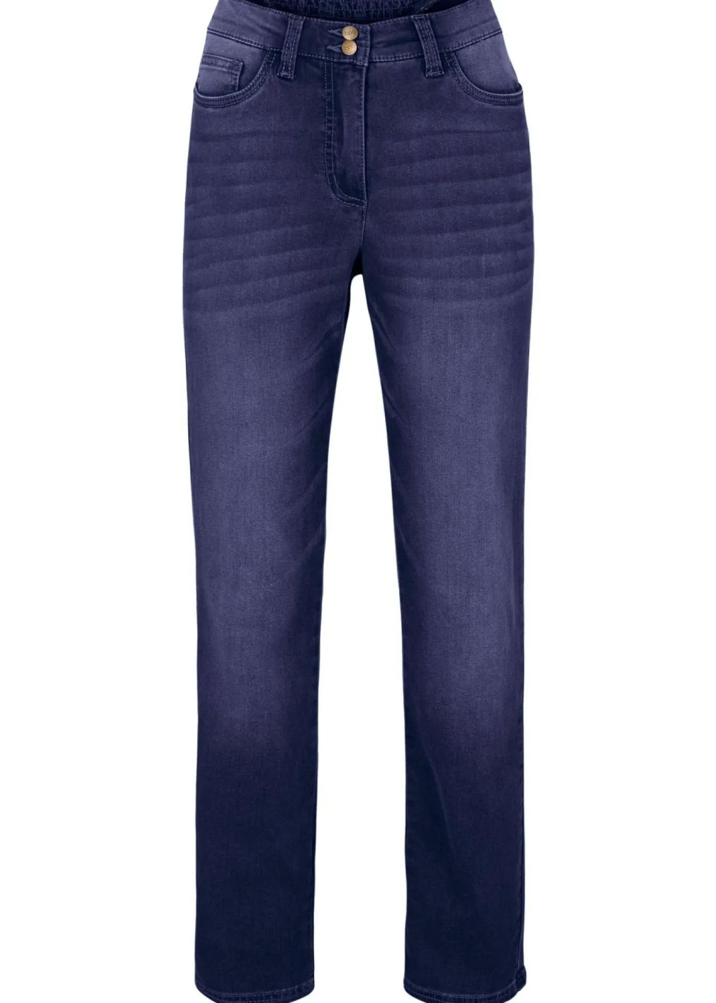 bonprix bonprix Ropa Térmica|Vaqueros>Vaqueros térmicos con talle medio, corte recto y cinturilla cómoda Denim oscuro desgastado