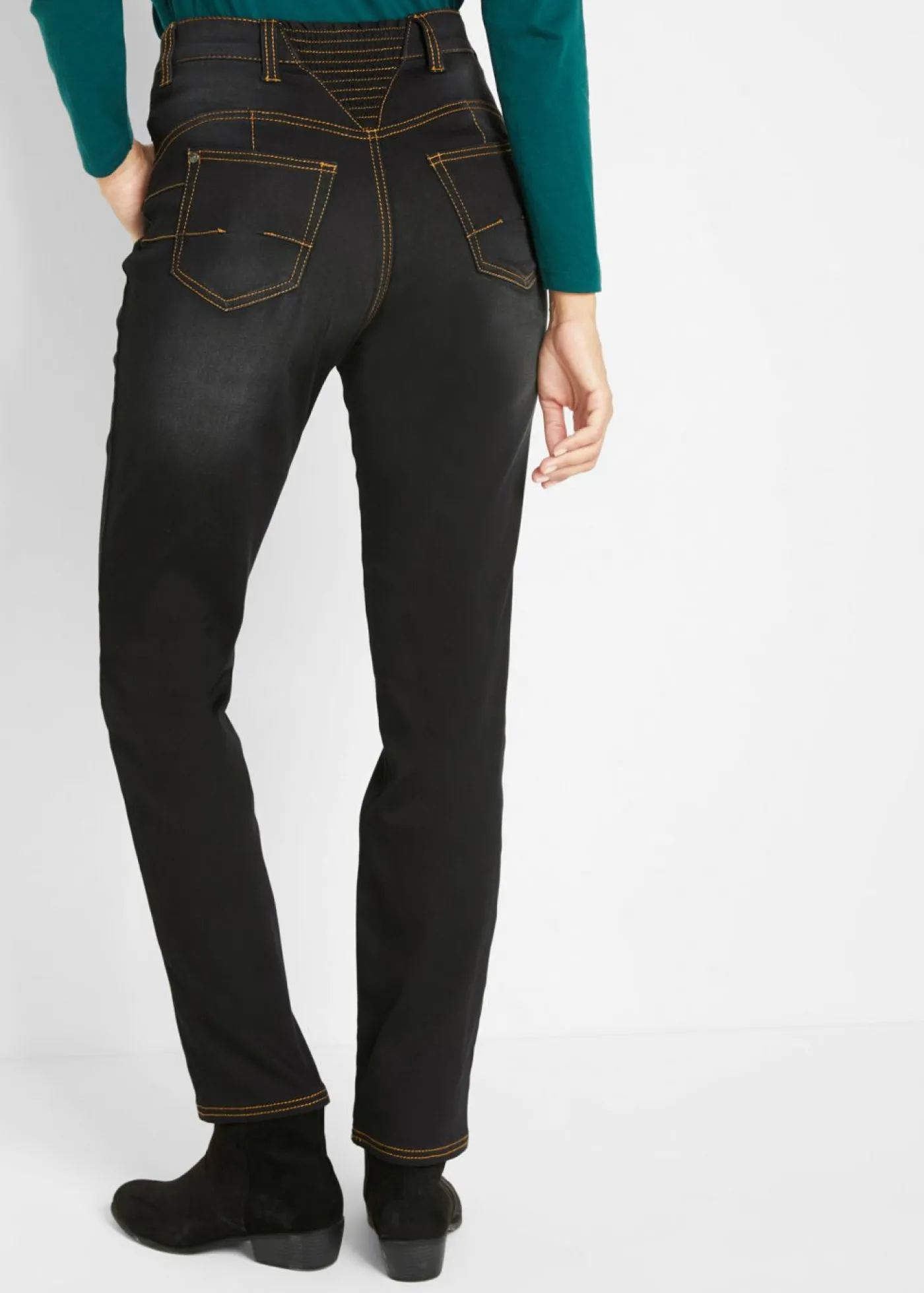 bonprix bonprix Ropa Térmica|Vaqueros>Vaqueros térmicos con talle medio, corte recto y cinturilla cómoda Denim oscuro desgastado