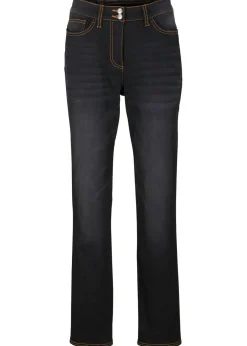 bonprix bonprix Ropa Térmica|Vaqueros>Vaqueros térmicos con talle medio, corte recto y cinturilla cómoda Negro denim