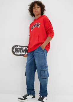 Niños bonprix bonprix Vaqueros térmicos tipo cargo loose fit, con forro de punto y corte tapered