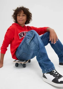 Niños bonprix bonprix Vaqueros térmicos tipo cargo loose fit, con forro de punto y corte tapered