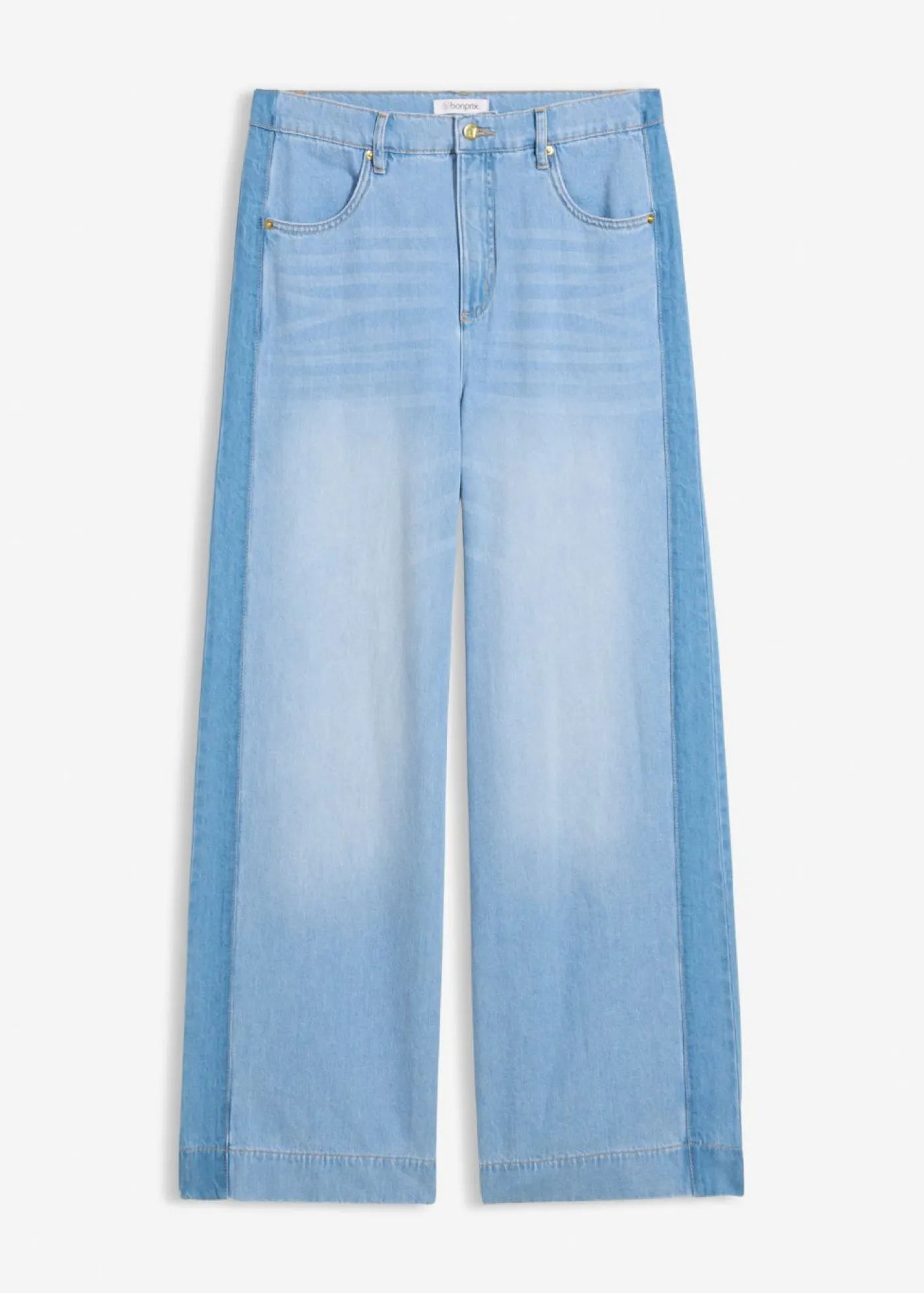 bonprix bonprix Vaqueros|Novedades>Vaqueros, wide leg, high waist, de algodón azul claro denim-azul piedra usado