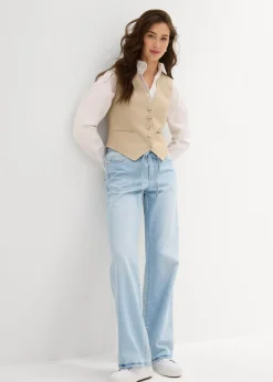 Mujer bonprix bonprix Vaqueros wide leg, mid waist, con cinturón