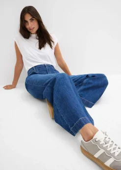 Mujer bonprix bonprix Vaqueros wide leg, mid waist, con bolsillos