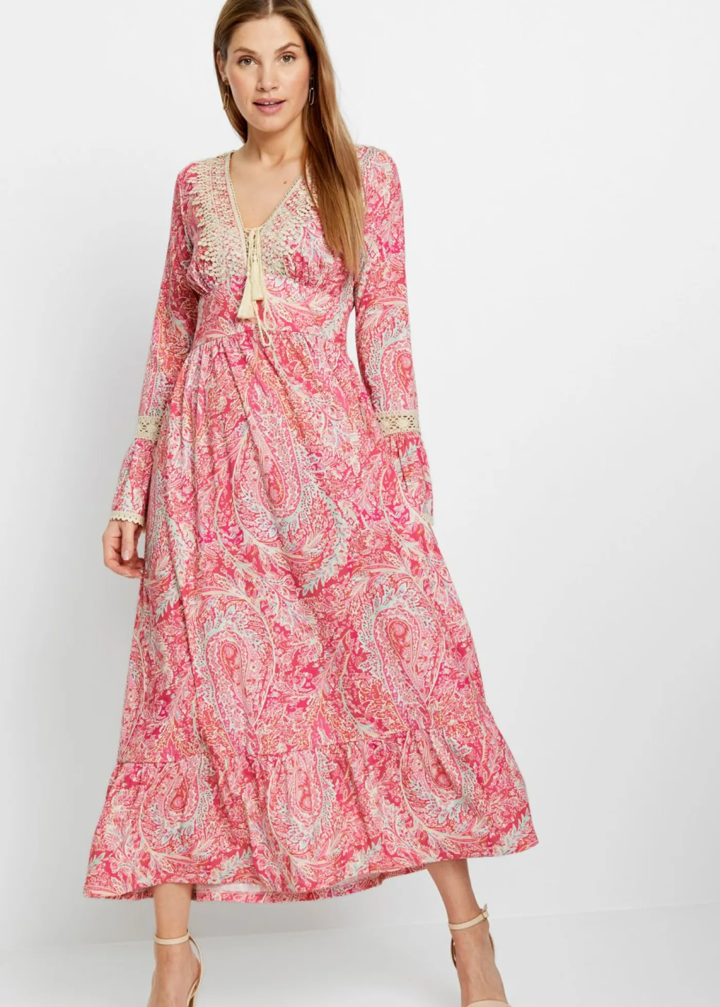 bonprix bonprix Vestidos>Vestido rosa caliente/blanco