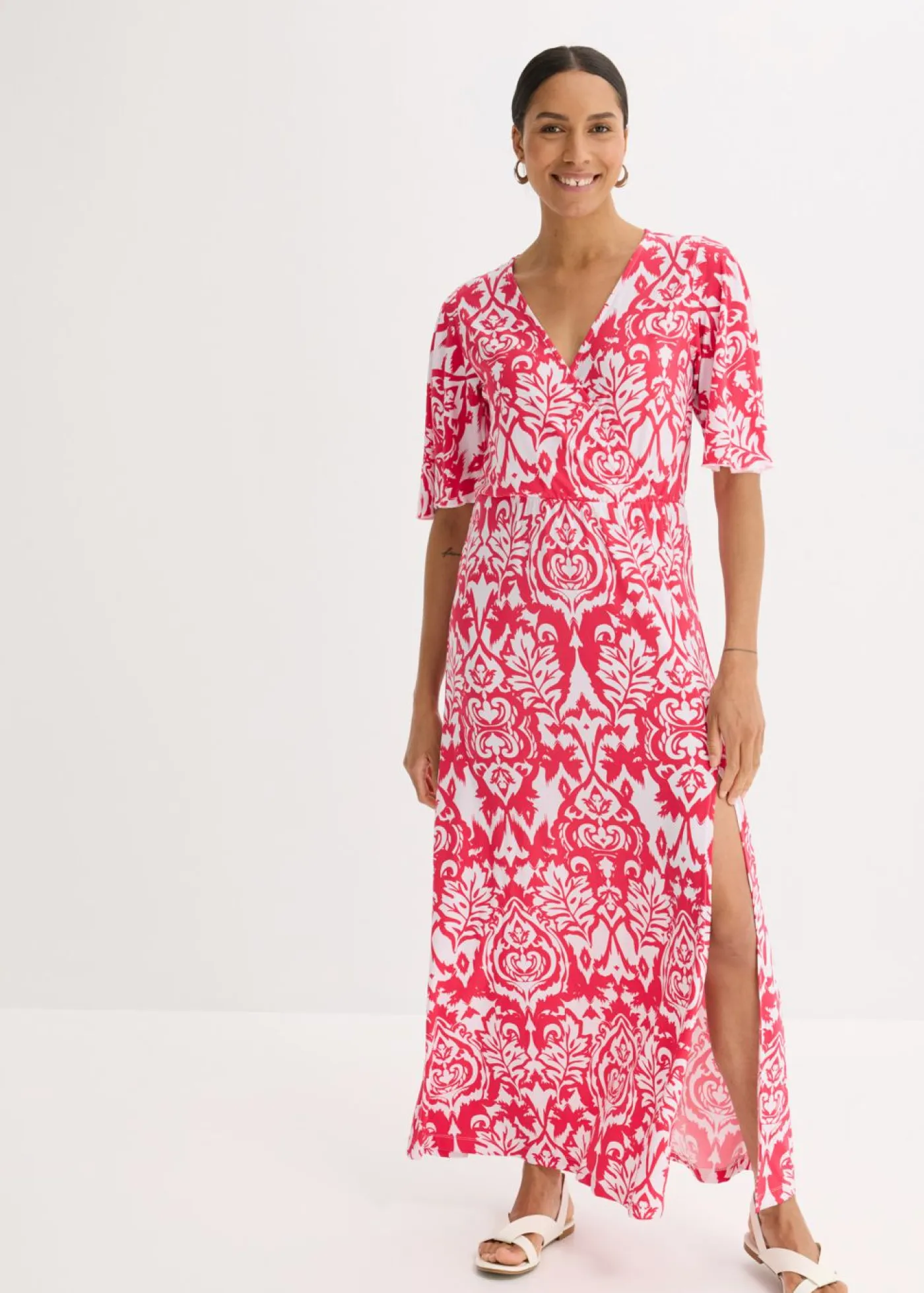 bonprix bonprix Vestidos>Vestido Rosa-blanco estampado