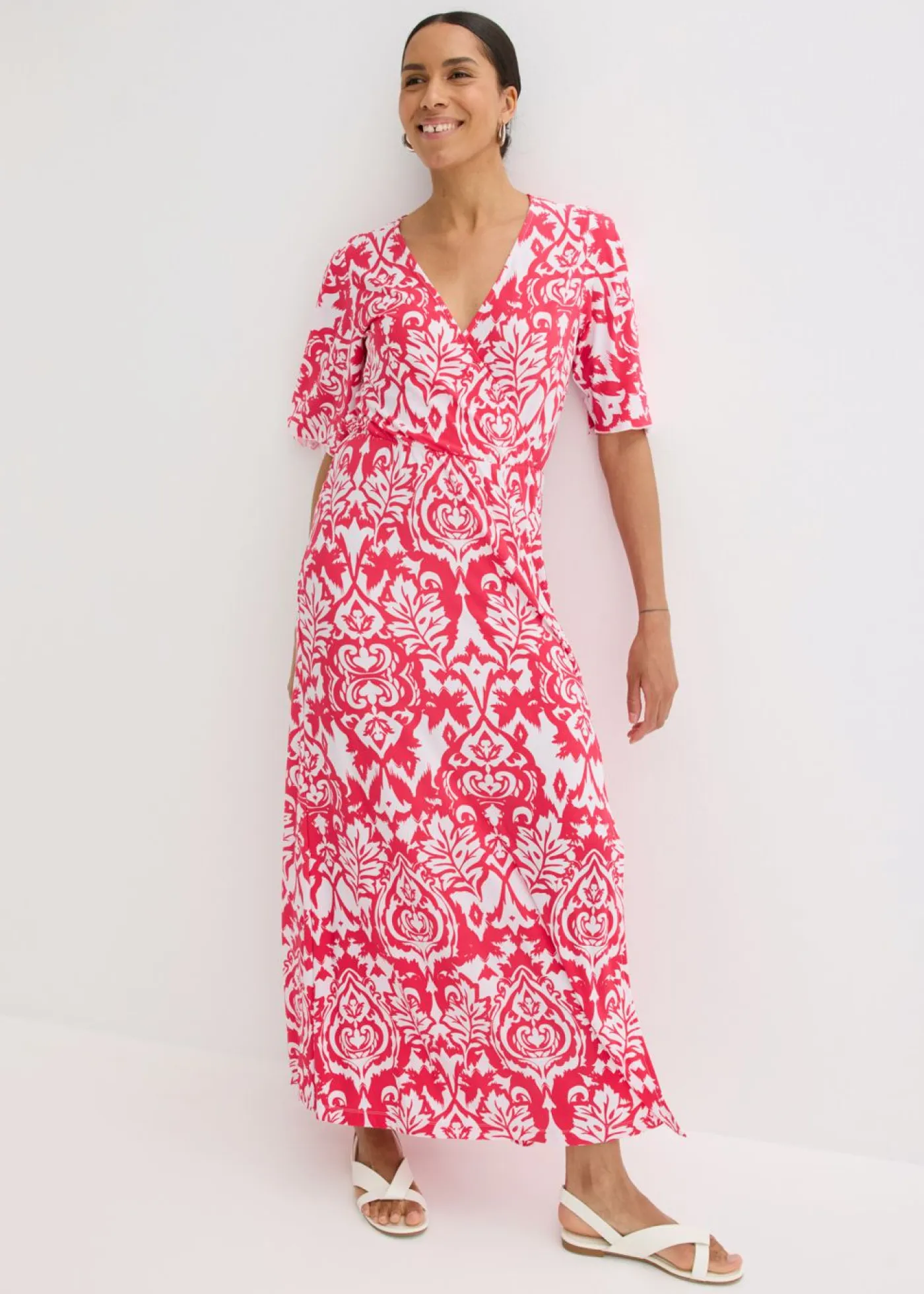 bonprix bonprix Vestidos>Vestido Rosa-blanco estampado