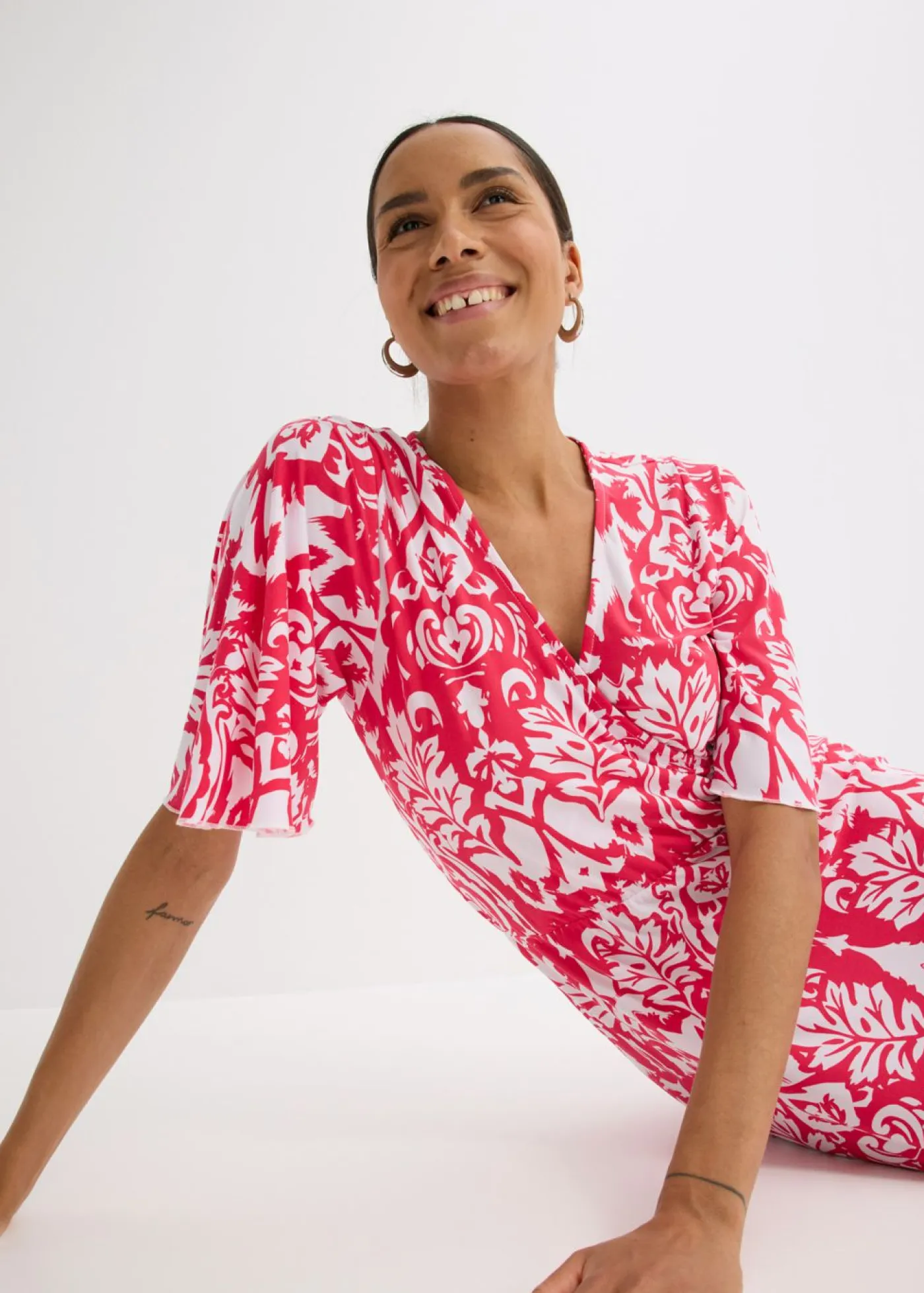 bonprix bonprix Vestidos>Vestido Rosa-blanco estampado