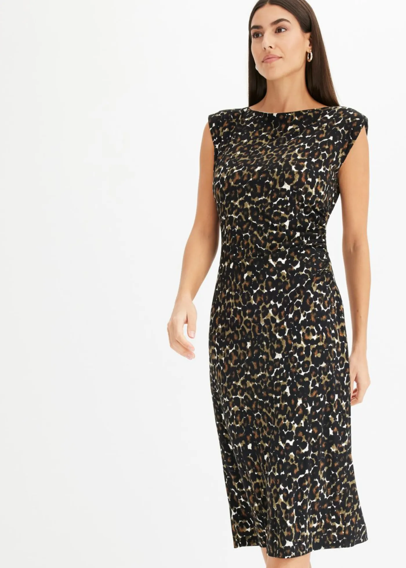 bonprix bonprix Vestidos>Vestido estampado leo negro/verde oliva oscuro