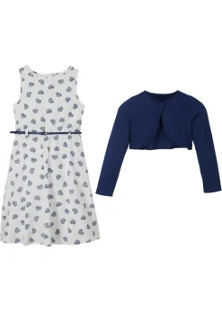 Niños bonprix bonprix Vestido + bolero + cinturón (3 piezas)