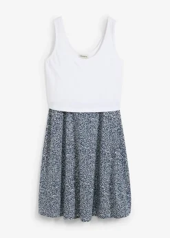 bonprix bonprix Premamá>Vestido 2 en 1premamá y de lactancia de punto de algodón orgánico blanco lana-azul marino con flores