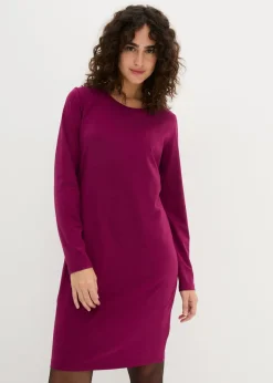 bonprix bonprix Básicos|Vestidos>Vestido ajustado de punto (2 unidades) baya-negro