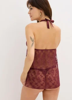 Mujer bonprix bonprix Vestido anudado al cuello de encaje