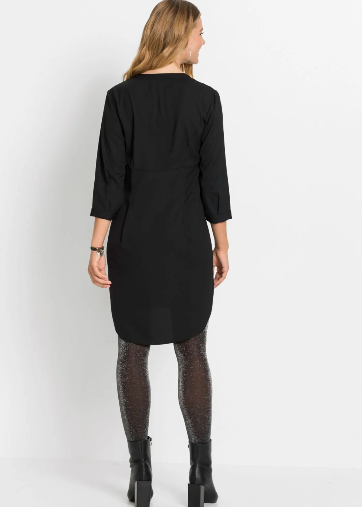 bonprix bonprix Esenciales|Vestidos>Vestido camisero con botonera corta Negro