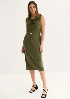 bonprix bonprix Vestidos>Vestido camisero con cinturón (conjunto de 2 piezas) caqui oscuro