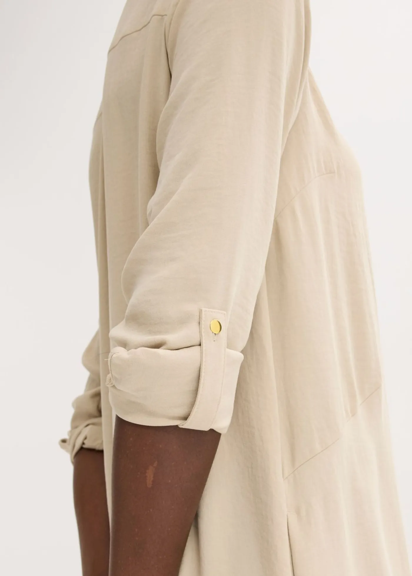 bonprix bonprix Vestidos>Vestido camisero con encaje en escalera Arena