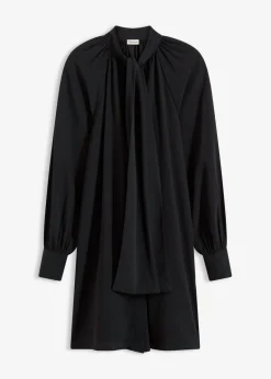 bonprix bonprix Vestidos>Vestido camisero con lazo en el cuello Negro