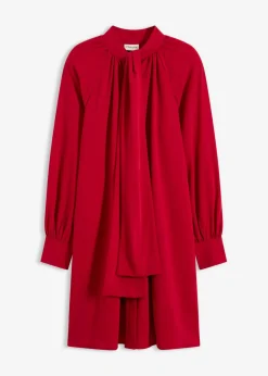 bonprix bonprix Vestidos>Vestido camisero con lazo en el cuello rojo cayena
