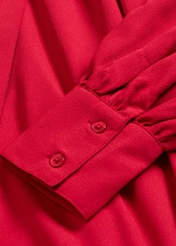 bonprix bonprix Vestidos>Vestido camisero con lazo en el cuello rojo cayena