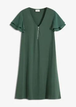 bonprix bonprix Vestidos>Vestido camisero con mangas de gasa verde sombra