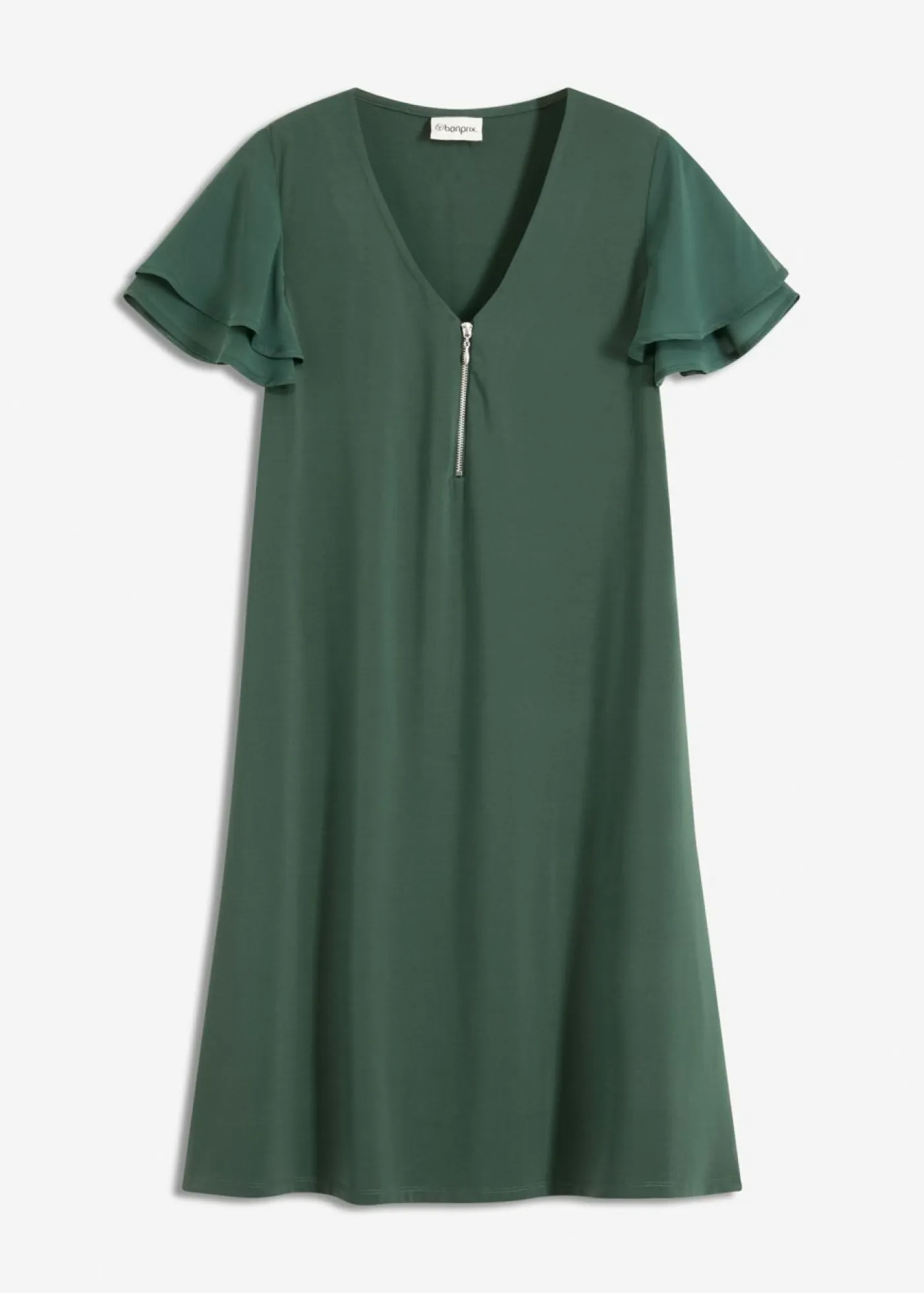 bonprix bonprix Vestidos>Vestido camisero con mangas de gasa verde sombra