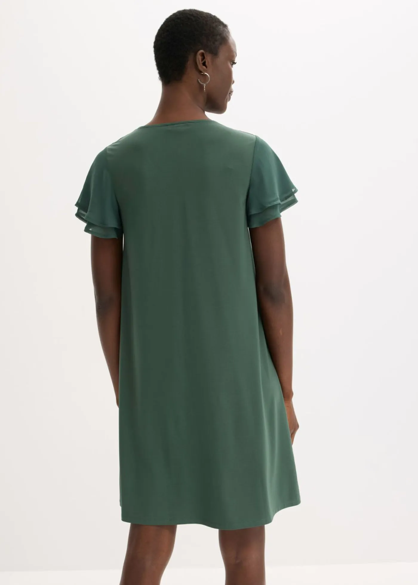 bonprix bonprix Vestidos>Vestido camisero con mangas de gasa verde sombra