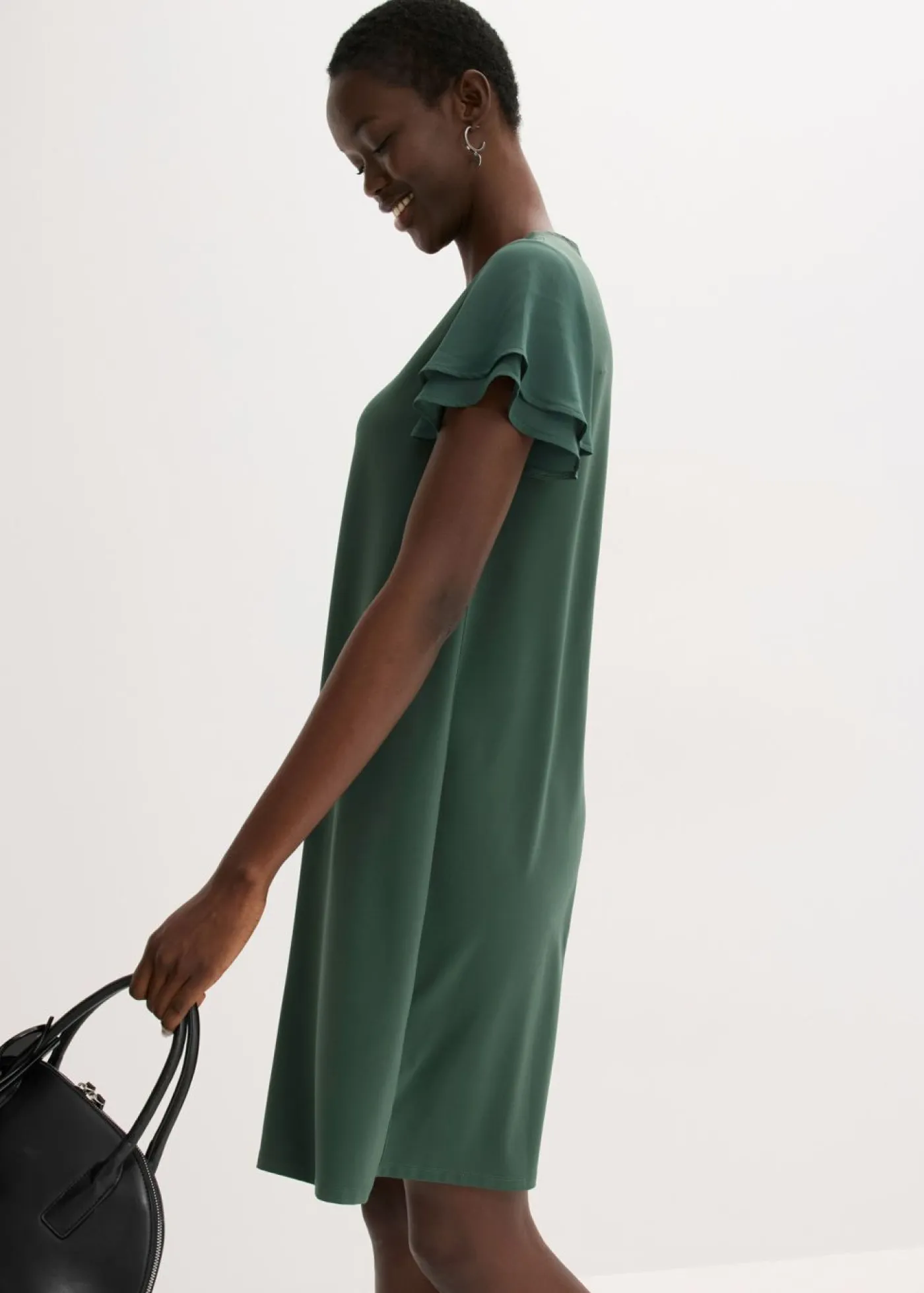 bonprix bonprix Vestidos>Vestido camisero con mangas de gasa verde sombra