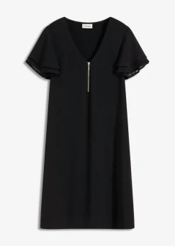 bonprix bonprix Vestidos>Vestido camisero con mangas de gasa Negro