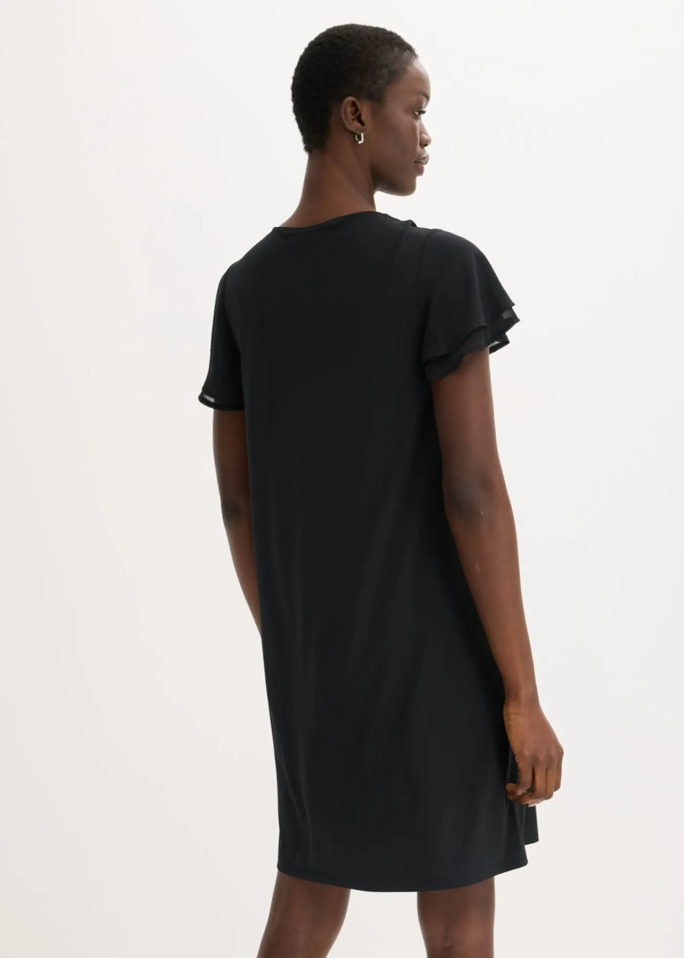 bonprix bonprix Vestidos>Vestido camisero con mangas de gasa Negro