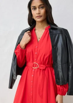 Mujer bonprix bonprix Vestido camisero con parte de seda y cinturón