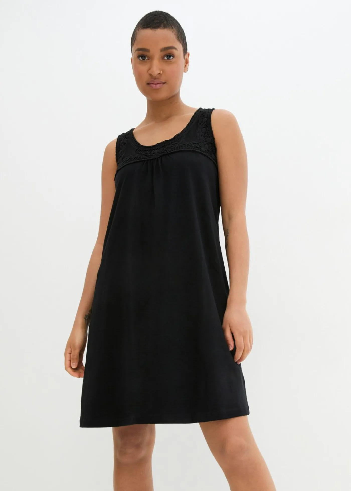 bonprix bonprix Vestidos>Vestido camisero de algodón orgánico puro Negro