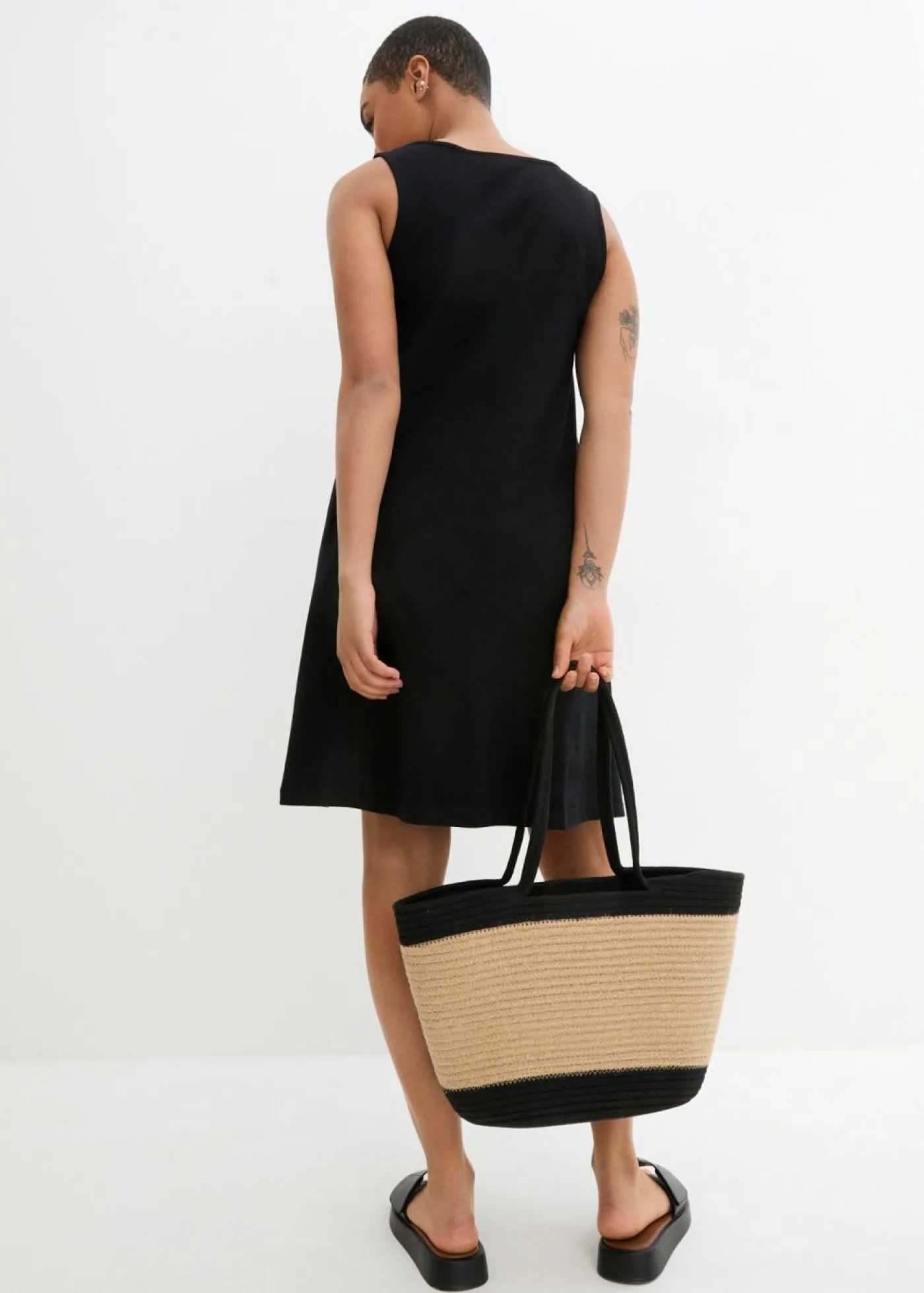 bonprix bonprix Vestidos>Vestido camisero de algodón orgánico puro Negro