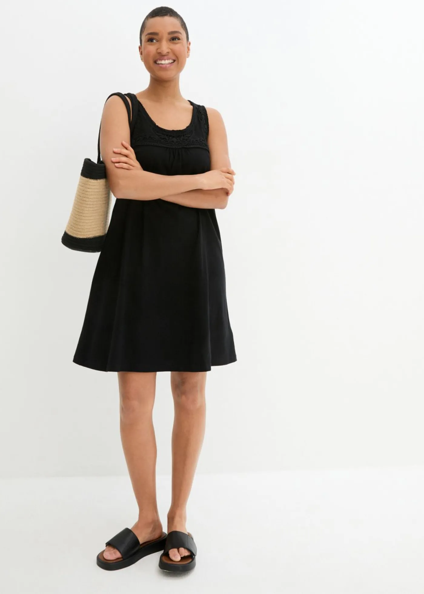 bonprix bonprix Vestidos>Vestido camisero de algodón orgánico puro Negro