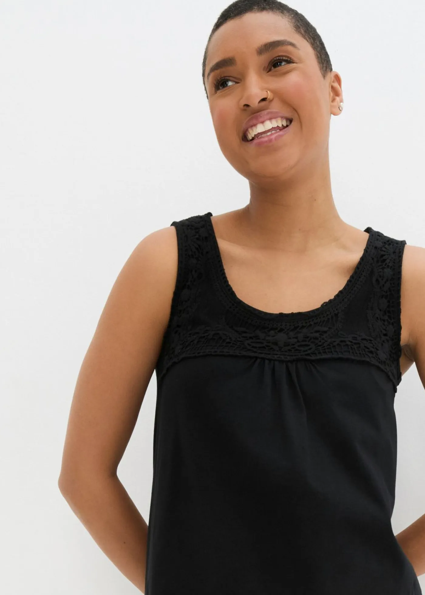 bonprix bonprix Vestidos>Vestido camisero de algodón orgánico puro Negro