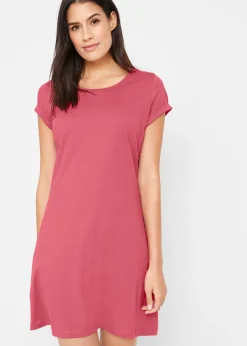 bonprix bonprix Básicos|Vestidos>Vestido camisero de algodón orgánico puro Frambuesa ahumado