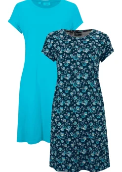 Mujer bonprix bonprix Vestido camisero de algodón puro con aberturas laterales (2 unidades)