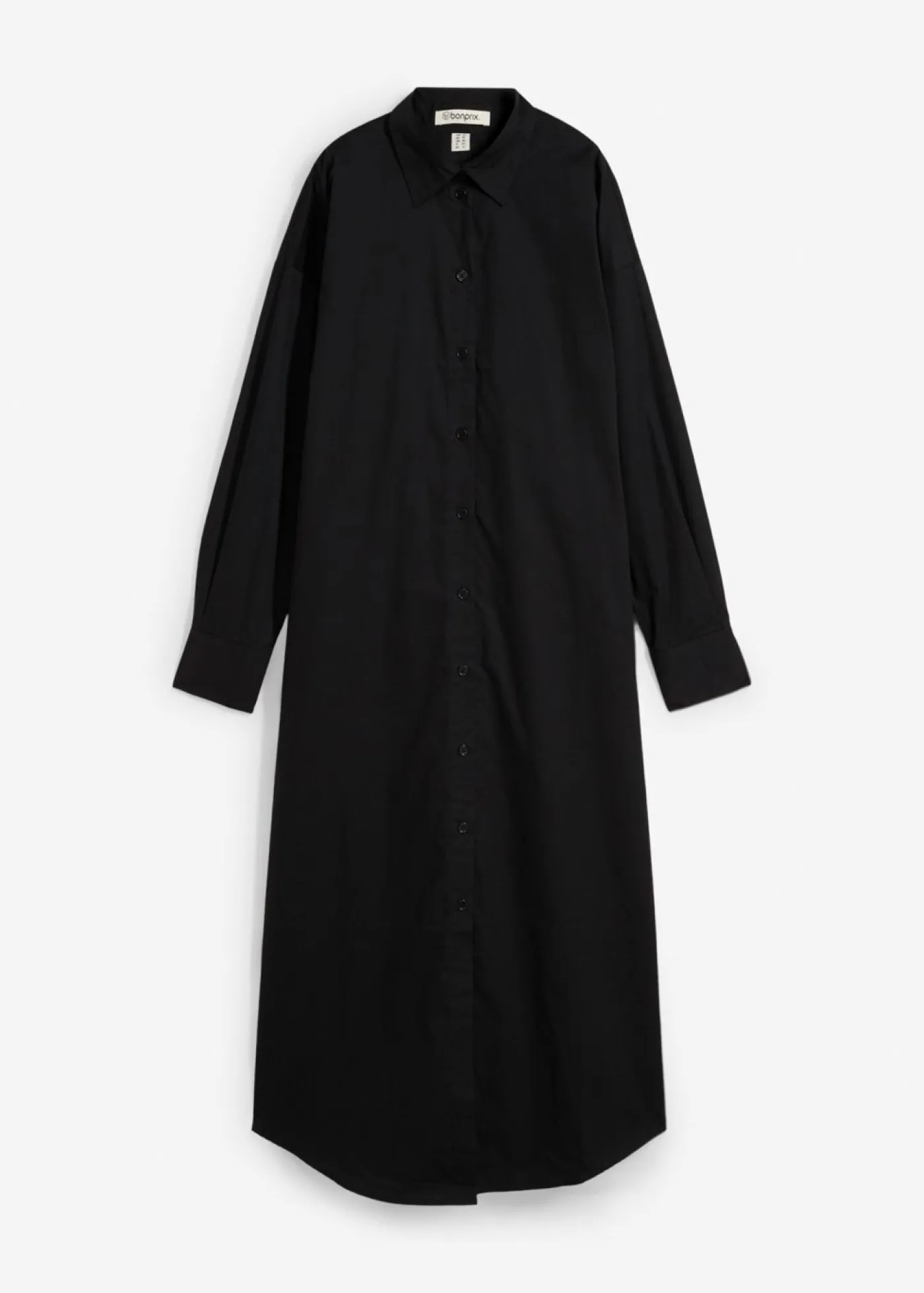 bonprix bonprix Esenciales|Vestidos>Vestido camisero de algodón puro Negro