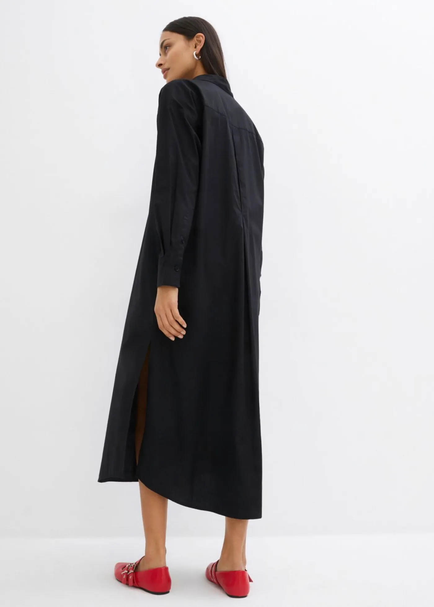 bonprix bonprix Esenciales|Vestidos>Vestido camisero de algodón puro Negro