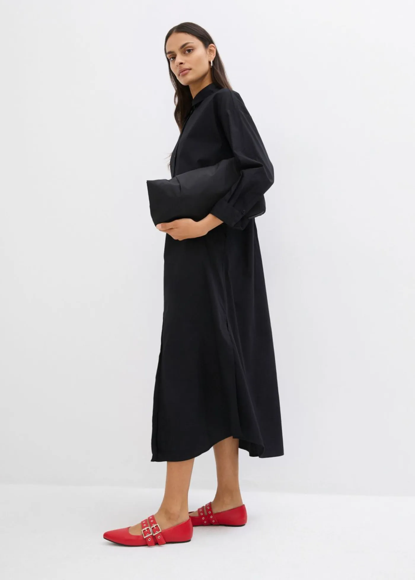 bonprix bonprix Esenciales|Vestidos>Vestido camisero de algodón puro Negro