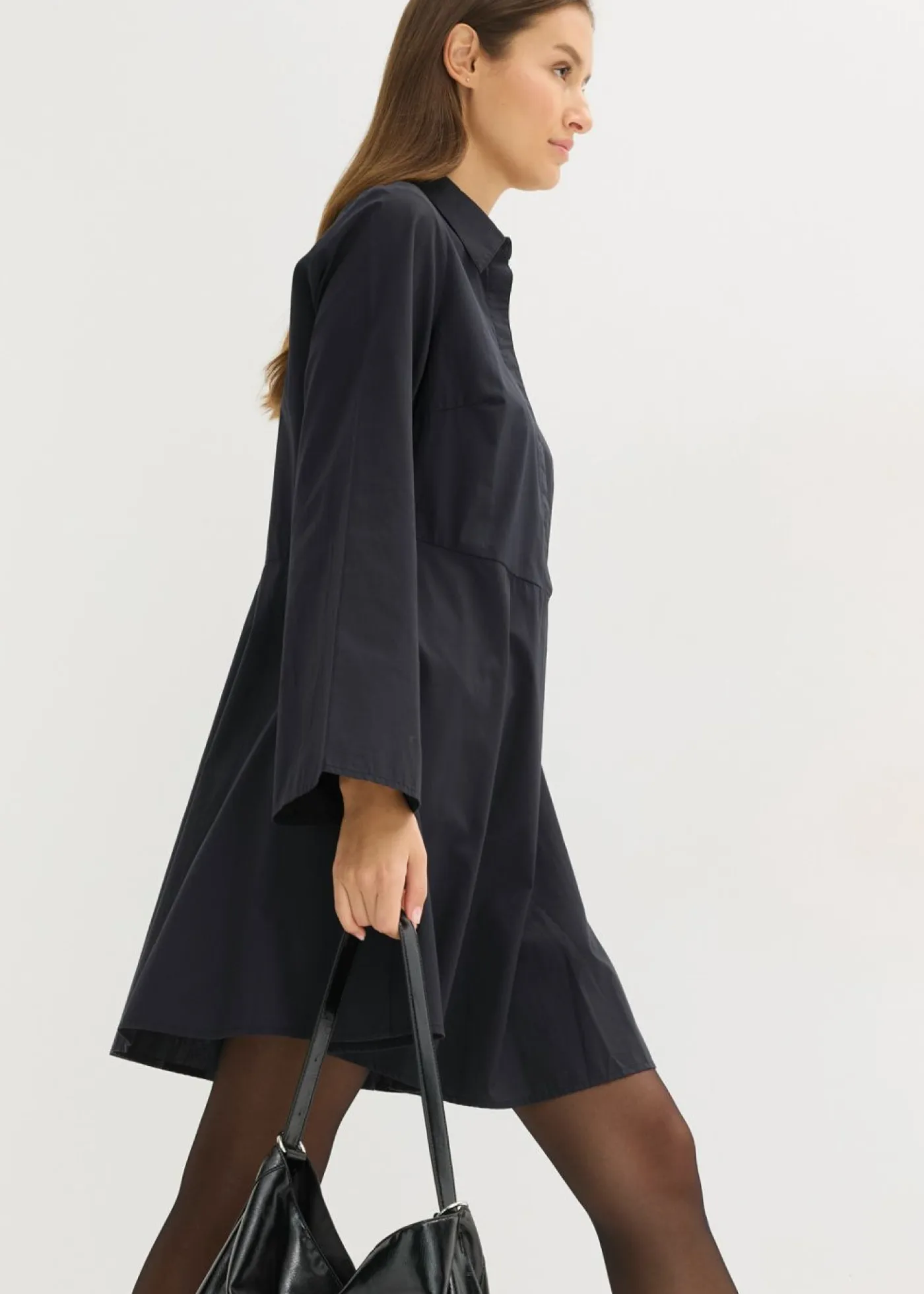 bonprix bonprix Vestidos>Vestido camisero de algodón puro Negro