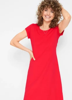 bonprix bonprix Básicos|Vestidos>Vestido camisero de algodón orgánico puro fresa