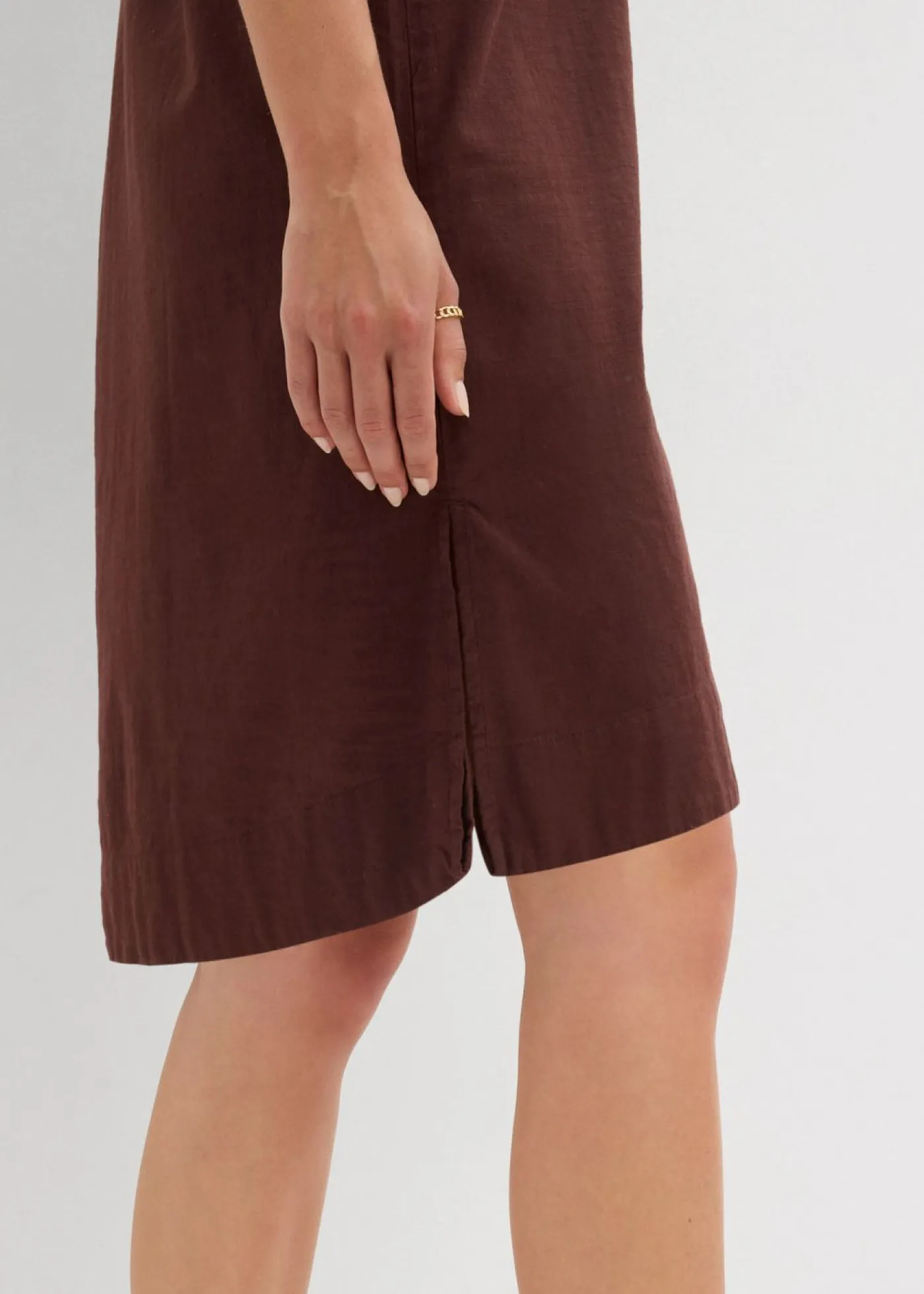 bonprix bonprix Vestidos>Vestido camisero de algodón puro Marrón tierra