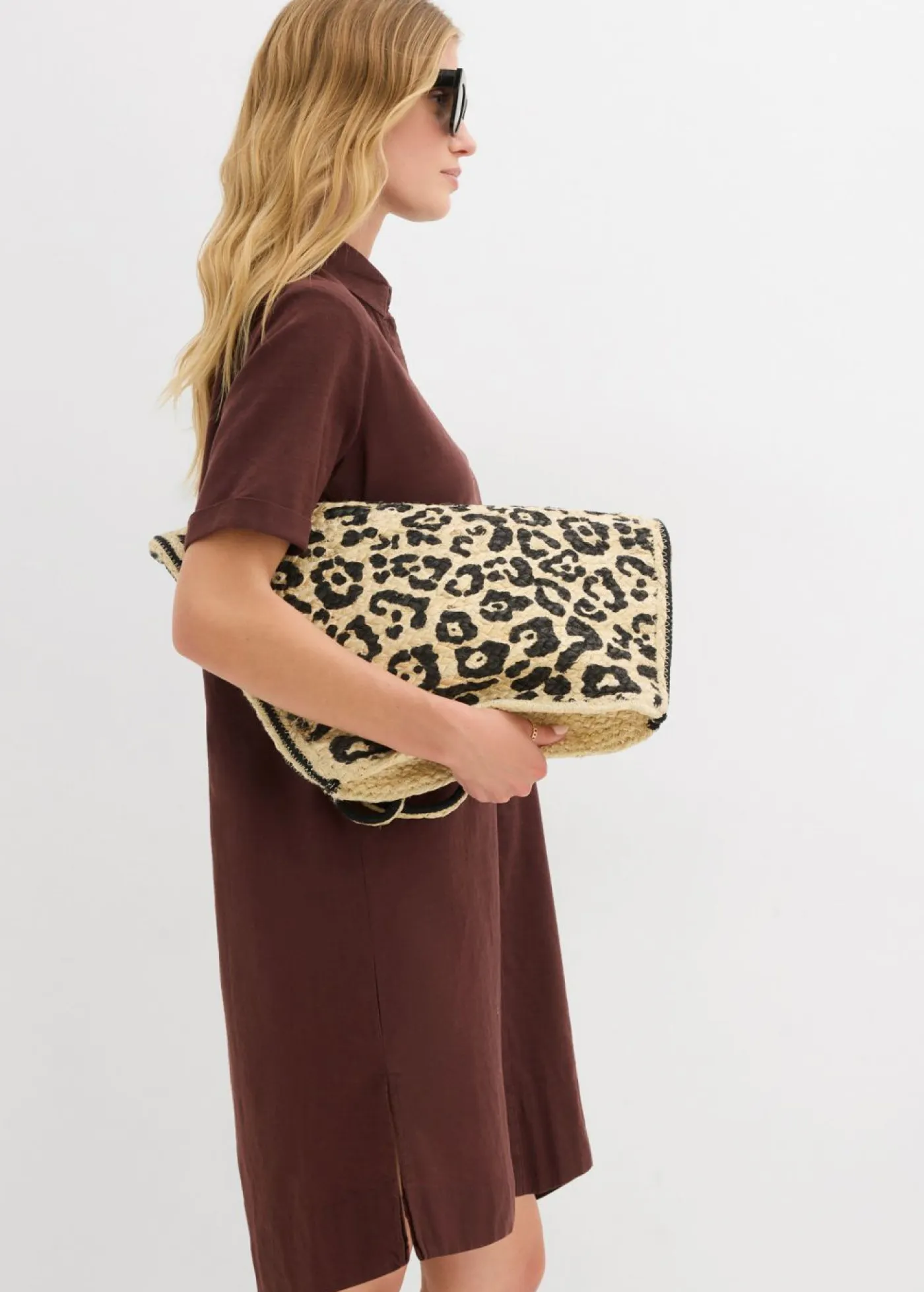 bonprix bonprix Vestidos>Vestido camisero de algodón puro Marrón tierra