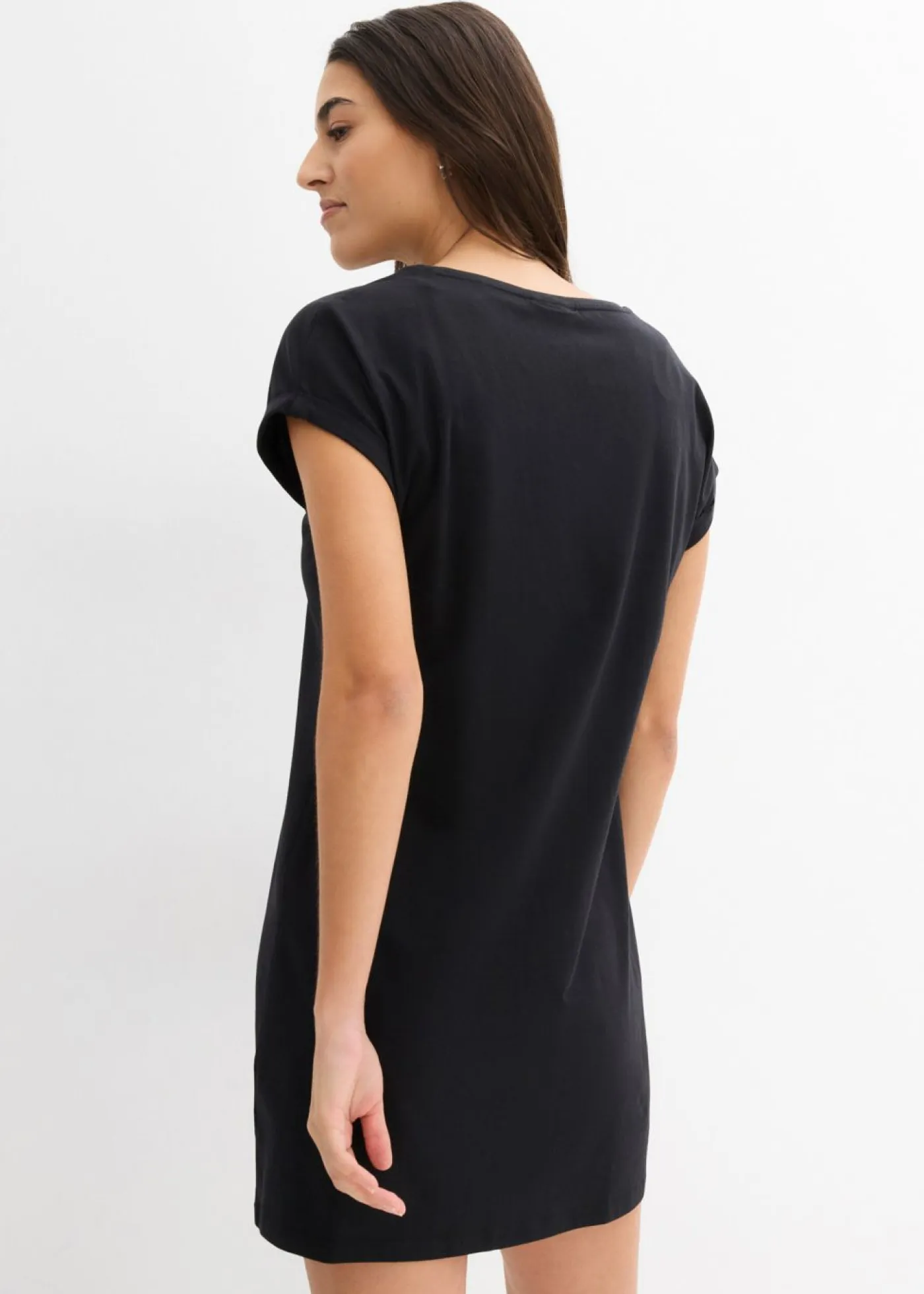 bonprix bonprix Básicos|Vestidos>Vestido camisero de algodón orgánico puro (2 unidades) Negro + verde agua