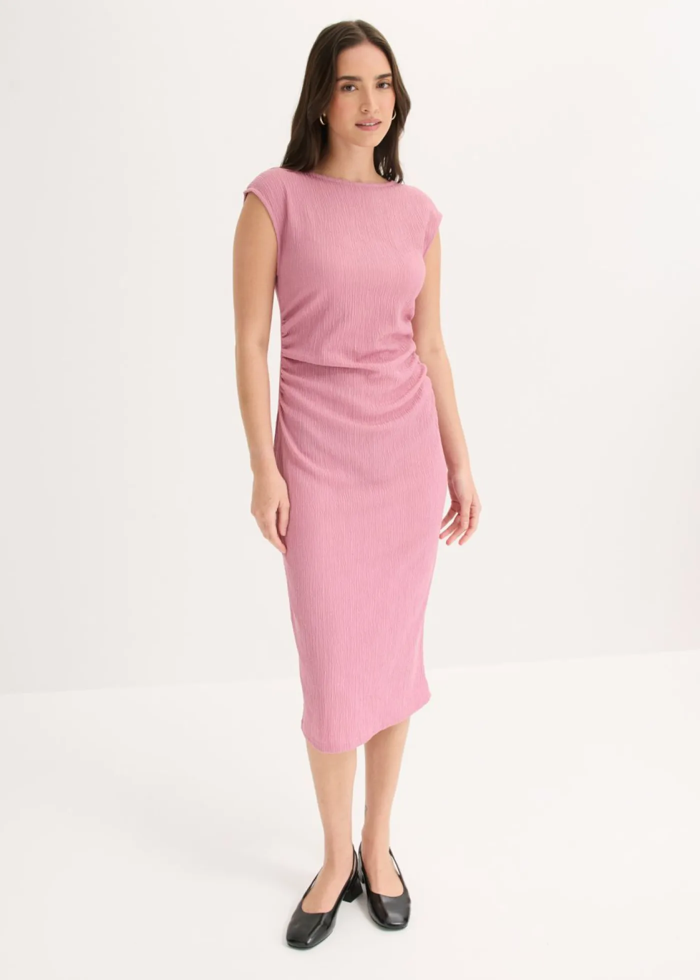 bonprix bonprix Vestidos|Novedades>Vestido camisero de crepé estructurado Malva